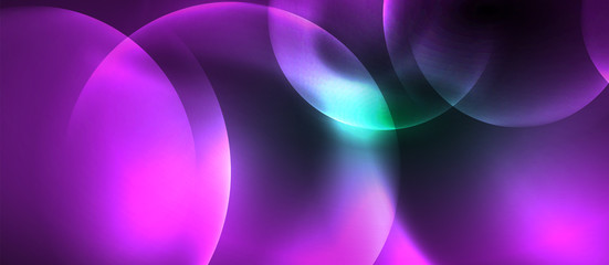Neon glowing circles vector abstract background
