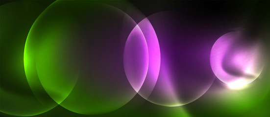 Neon glowing circles vector abstract background