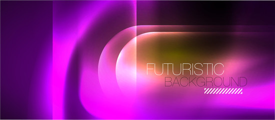 Neon glowing techno lines, blue hi-tech futuristic abstract background template
