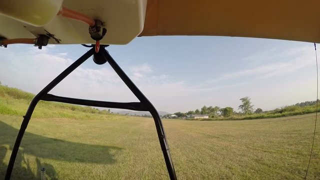 View from ultralight airplane taking off at chiang mai, thailand