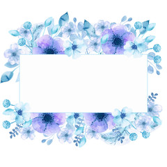 Watercolor flowers around the frame.