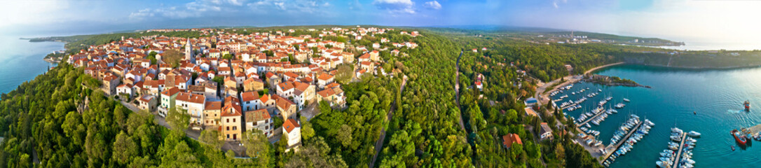 Fototapeta na wymiar Town of Omisalj on Krk island aerial panorama