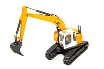 heavy excavator, bulldozer.  Construction machinery on a white background.