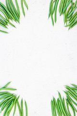 Top view of fresh green beans background
