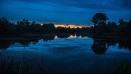 Dusk on the black lakes