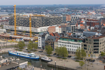 Fototapeta premium antwerpen belgium cityscape from above