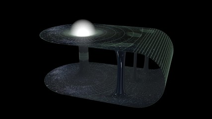 A wormhole connecting two point in space. Singularity. 3d illustration