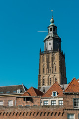 Fototapeta na wymiar tower of Walburg Church, Walburgiskerk in Zutphen, The Netherlands