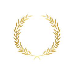 Golden laurel or olive greek wreath vector illustration isolated on white.