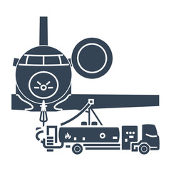 black icon refueling operation of business jet airplane
