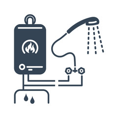 black icon bathroom, shower faucet, heating boiler