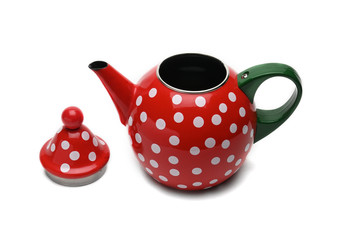 Red kettle for brewing tea.Teapot.Isolated on white background