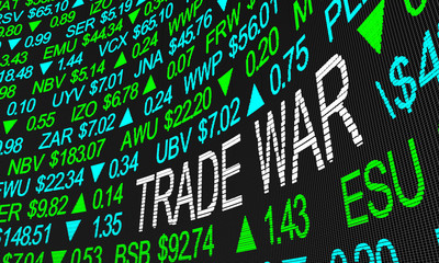 Trade War Tariffs Impact Stock Market Fears 3d Illustration