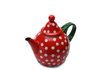 Red kettle for brewing tea.Teapot.Isolated on white background