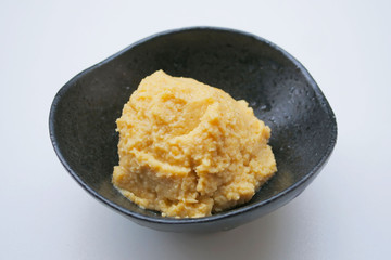 Salted soy beans paste on a bowl