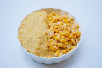 Salted soy beans paste on a bowl
