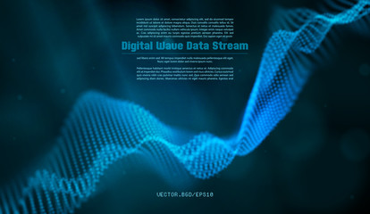 Vector illustration of a particle. Abstract wave flow. Stream of blurry dots