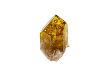 Macro mineral stone Citrine on white background