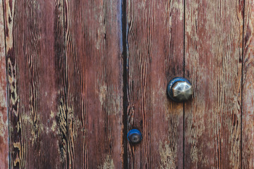 Closed Old vintage wood Door with door lock, texture, background