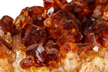 Macro mineral stone Citrine on white background