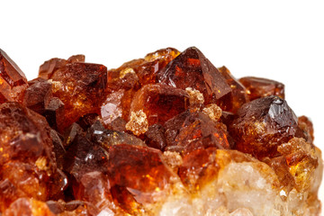 Macro mineral stone Citrine on white background
