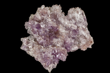 Macro of amethyst mineral stone on black background