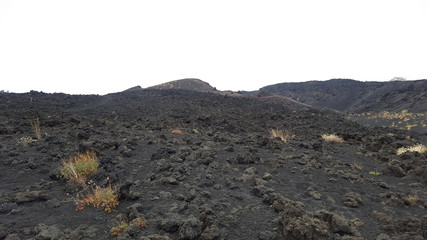 Big dry stones pile on lava cooled Etna Mount