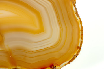 Macro stone Agate mineral on white background