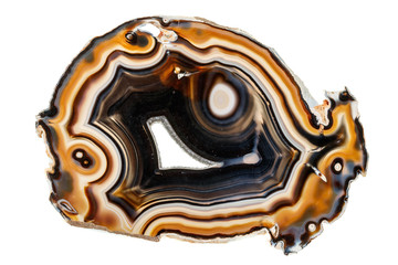 Macro stone Agate mineral on white background