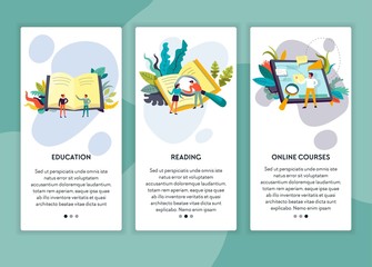 Education reading and online courses web page templates