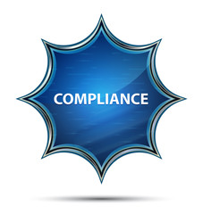 Compliance magical glassy sunburst blue button