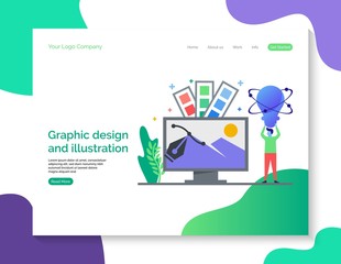 Graphic design and illustration landing page vector background.