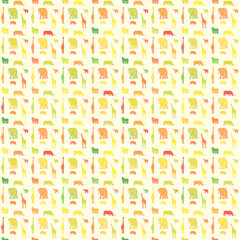 Seamless print animals pattern on light orange