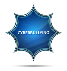 Cyberbullying magical glassy sunburst blue button