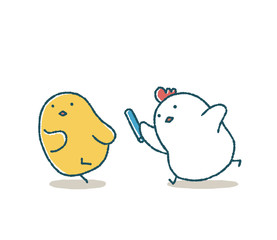 ゆるいにわとりとひよこのリレー
