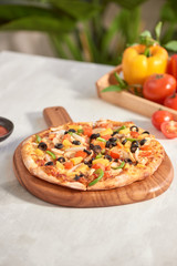 vegetable pizza isolated on white background
