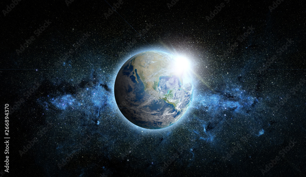 Canvas Prints planet earth with sunrise on space background. elements of this image furnished by nasa.