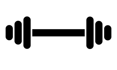 Black Dumbbell icon for your design. Bumbbell silhouette isolated. Vector illustration.