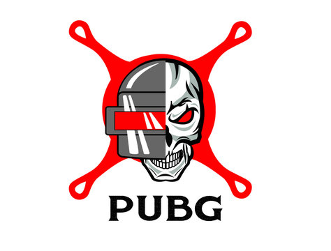 PUBG - PlayerUnknowns Battlegrounds Game. Vector helmet from Playerunknown's Battleground. Cartoon illustration