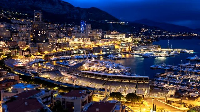 Timelapse of Monaco in the night