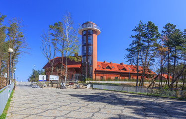 Viewing tower by beach in Dębki,  Polish coast of  Baltic Sea