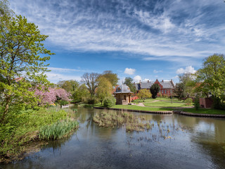 Park area in central medieval city Ribe, in Denmark