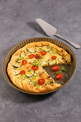 vegetable quiche with zucchini, tomato and goat cheese