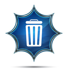 Bin icon magical glassy sunburst blue button