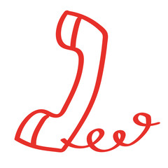 Handgezeichneter Telefonhöhrer in rot