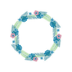 トロピカル　葉と花　フレーム