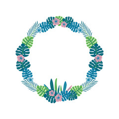 トロピカル　葉と花　フレーム