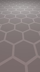 Honeycomb with color lighting, on a gray background. Perspective view on polygon look like honeycomb. Isometric geometry. 3D illustration