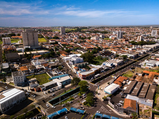 Fototapeta na wymiar Aerial View of Franca city, Sao Paulo state. Brazil. March, 2019