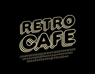 Fototapeta premium Vector creative logo Retro Cafe with 3D Alphabet Letters, Numbers and Symbols. Original vintage Font